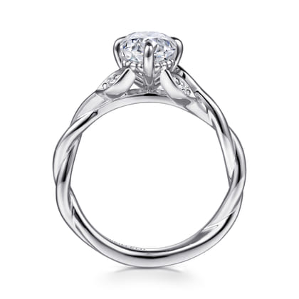 Daija - 14K White Gold Twisted Oval Diamond Engagement Ring