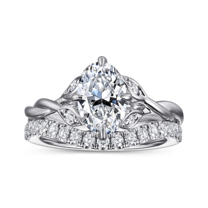 Daija - 14K White Gold Twisted Oval Diamond Engagement Ring
