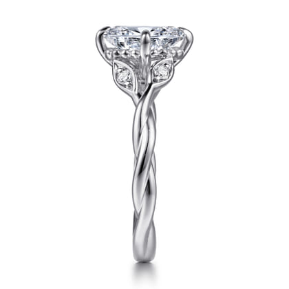 Daija - 14K White Gold Twisted Oval Diamond Engagement Ring