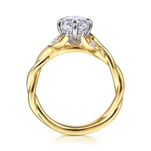 Daija - 14K White-Yellow Gold Twisted Oval Diamond Engagement Ring