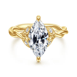 Daija - 14K Yellow Gold Twisted Marquise Diamond Engagement Ring