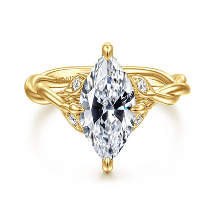 Daija - 14K Yellow Gold Twisted Marquise Diamond Engagement Ring