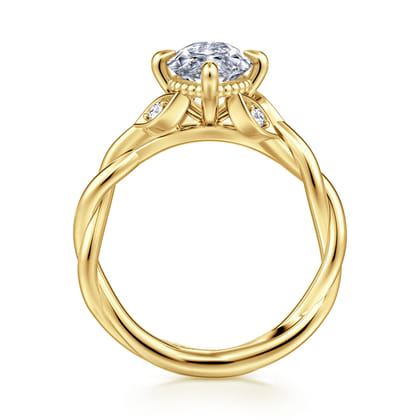 Daija - 14K Yellow Gold Twisted Marquise Diamond Engagement Ring