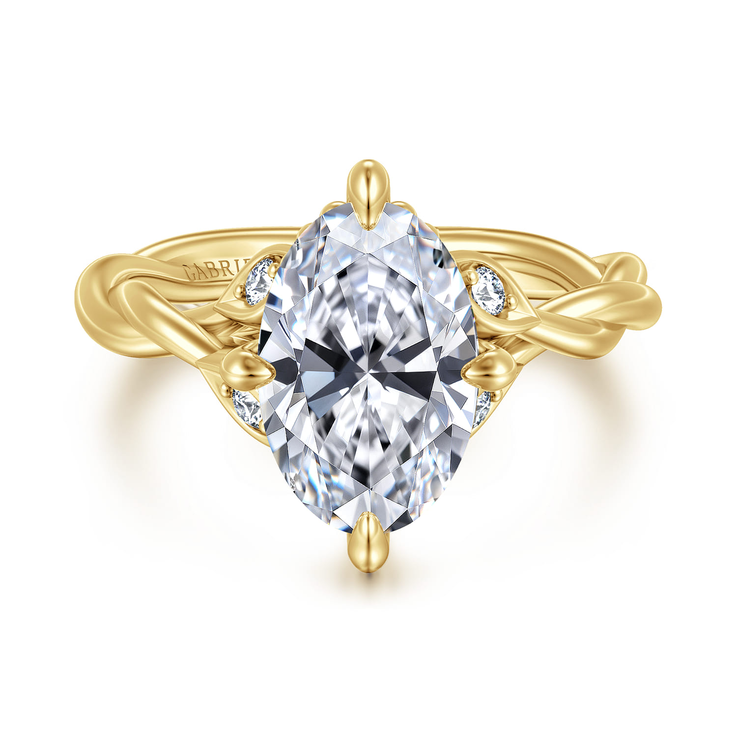 Daija - 14K Yellow Gold Twisted Oval Diamond Engagement Ring
