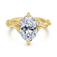 Daija - 14K Yellow Gold Twisted Oval Diamond Engagement Ring