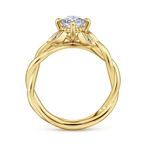 Daija - 14K Yellow Gold Twisted Oval Diamond Engagement Ring