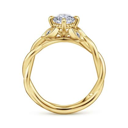 Daija - 14K Yellow Gold Twisted Oval Diamond Engagement Ring