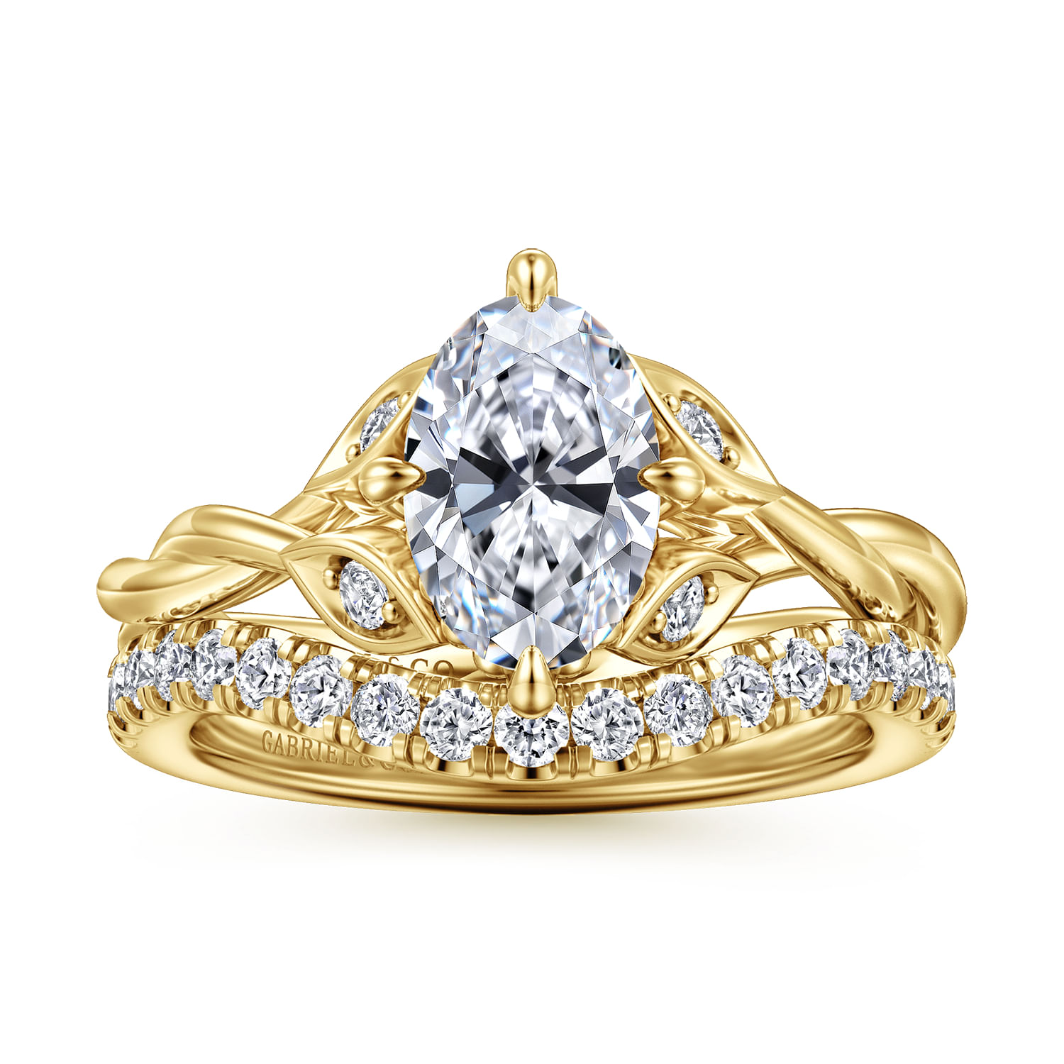 Daija - 14K Yellow Gold Twisted Oval Diamond Engagement Ring
