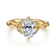 Daija - 14K Yellow Gold Twisted Oval Green Sapphire and Diamond Engagement Ring