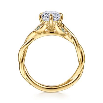 Daija - 14K Yellow Gold Twisted Oval Green Sapphire and Diamond Engagement Ring