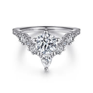 Daina - 14K White Gold Chevron Round Diamond Engagement Ring