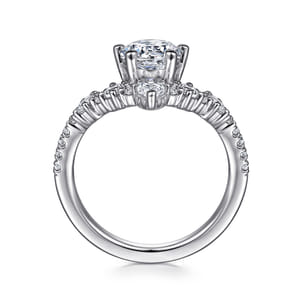 Daina - 14K White Gold Chevron Round Diamond Engagement Ring