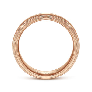 Damien - 14K Rose Gold High Polish Men's Wedding Band with Milgrain Edge