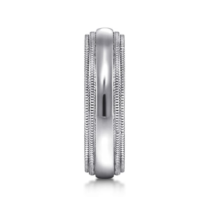 Damien - 14K White Gold High Polish Men's Wedding Band with Milgrain Edge