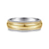 Damien - 14K White-Yellow Gold High Polish Men's Wedding Band with Milgrain Edge