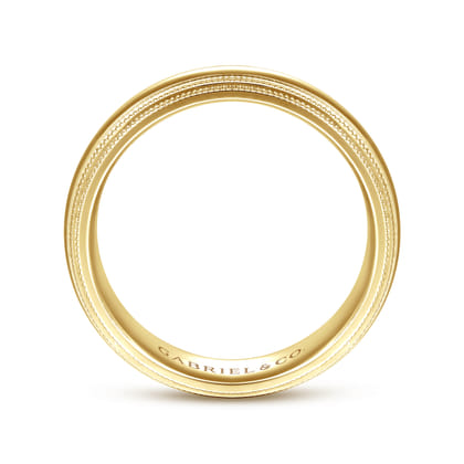 Damien - 14K Yellow Gold High Polish Men's Wedding Band with Milgrain Edge