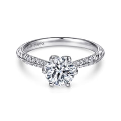 Dane - Platinum Round Knife Edge Diamond Engagement Ring