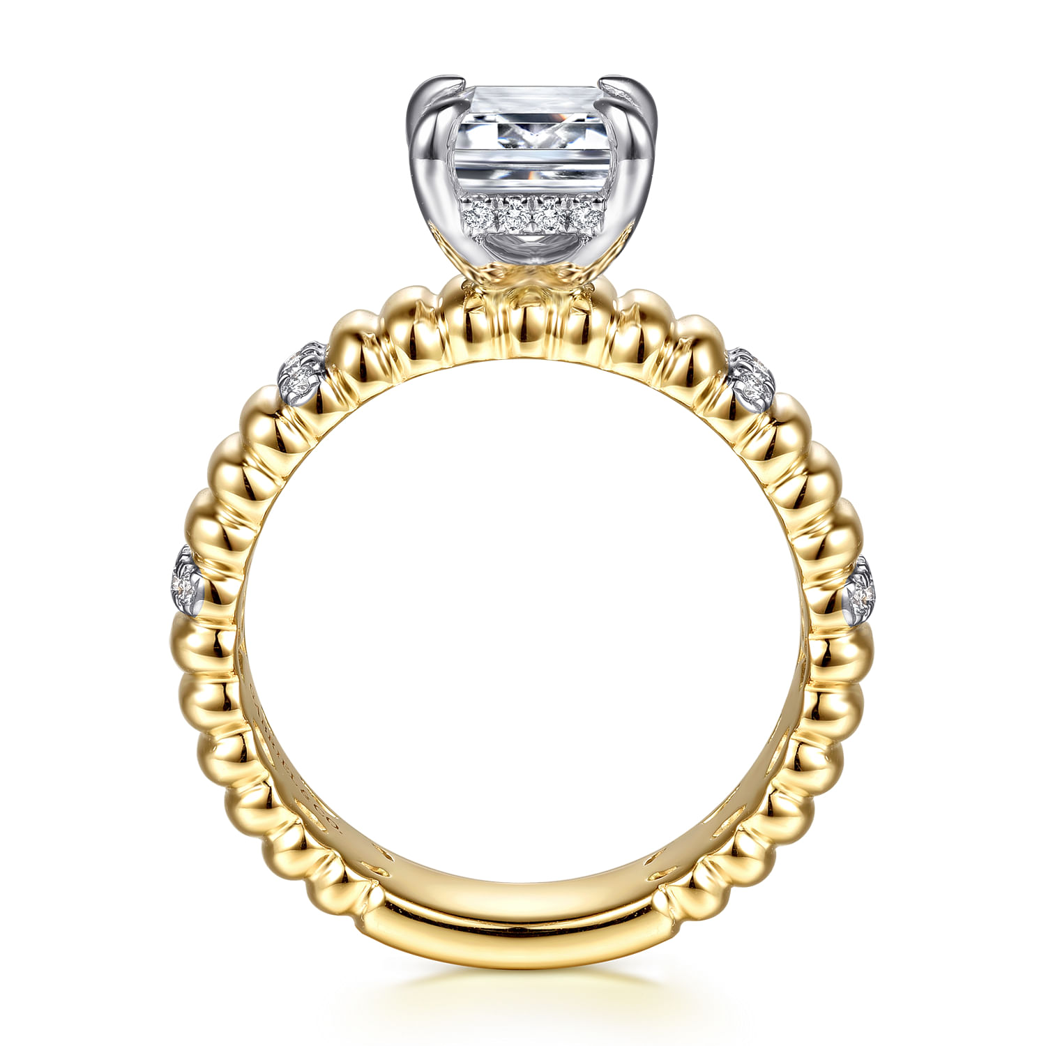 Danette - 14K White-Yellow Gold Emerald Cut Diamond Engagement Ring