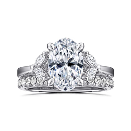 Dani - 14K White Gold Oval Diamond Engagement Ring