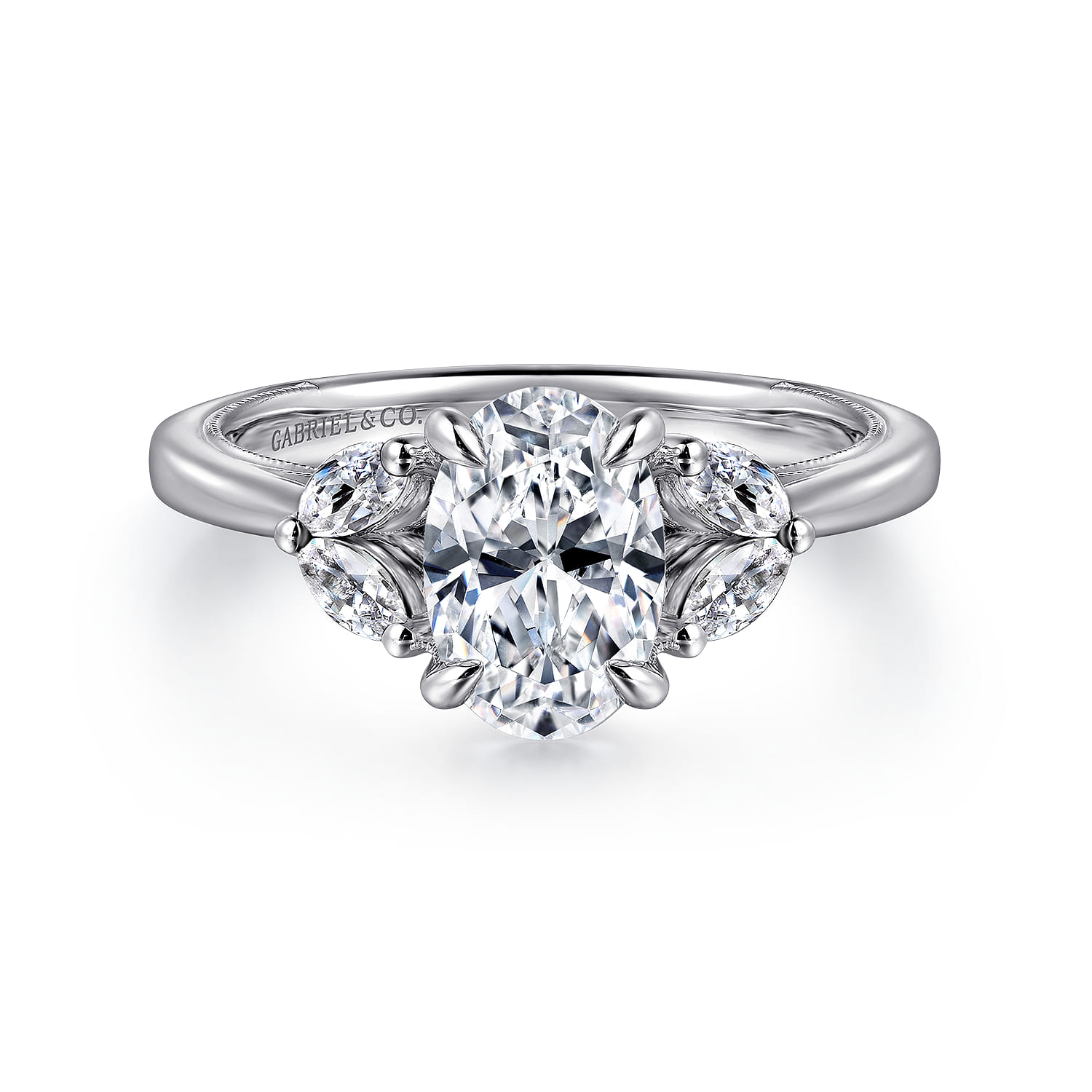 Dani - 14K White Gold Oval Diamond Engagement Ring