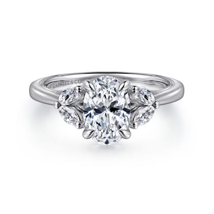 Dani - 14K White Gold Oval Diamond Engagement Ring