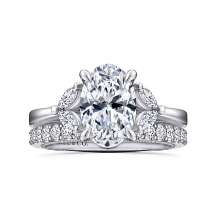 Dani - 14K White Gold Oval Diamond Engagement Ring
