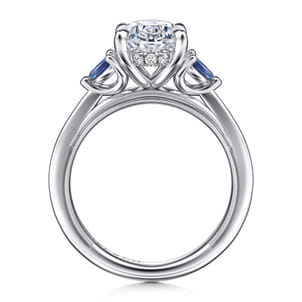 Dani - 14K White Gold Round Diamond and Sapphire Engagement Ring