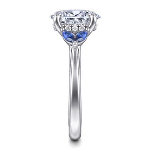 Dani - 14K White Gold Round Diamond and Sapphire Engagement Ring