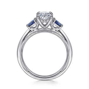 Dani - 14K White Gold Round Diamond and Sapphire Engagement Ring