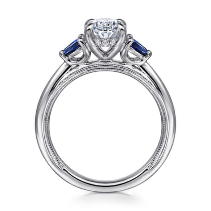Dani - 14K White Gold Round Diamond and Sapphire Engagement Ring