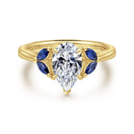 Dani - 14K Yellow Gold Pear Shape Diamond and Sapphire Engagement Ring