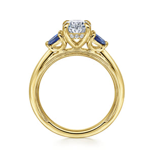 Dani - 14K Yellow Gold Round Diamond and Sapphire Engagement Ring