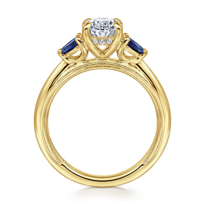 Dani - 14K Yellow Gold Round Diamond and Sapphire Engagement Ring