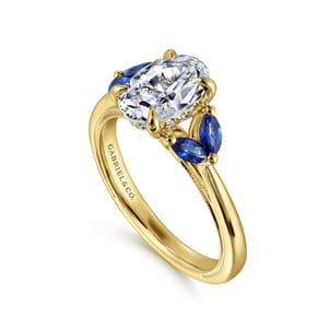 Dani - 14K Yellow Gold Round Diamond and Sapphire Engagement Ring