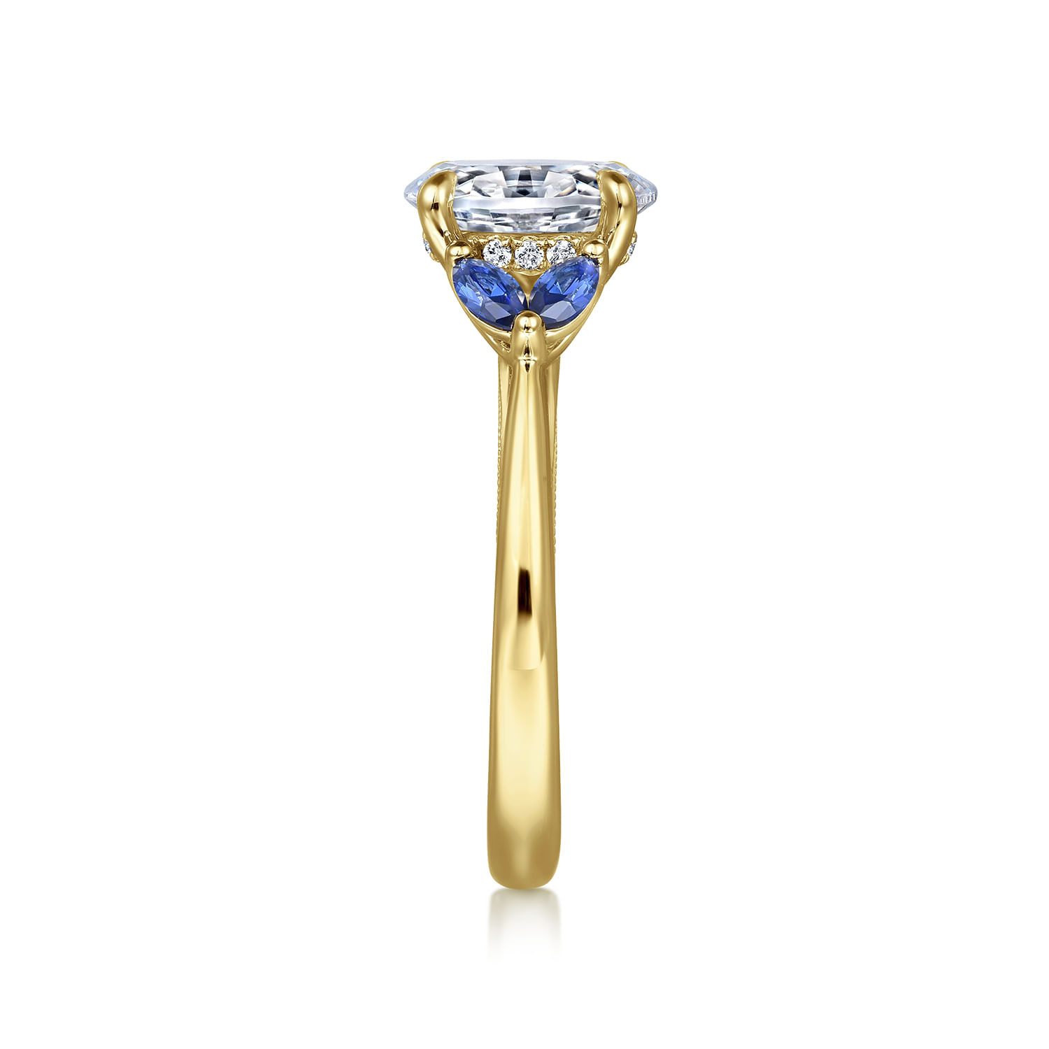 Dani - 14K Yellow Gold Round Diamond and Sapphire Engagement Ring