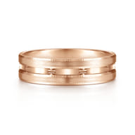 Daniel - 14K Rose Gold 6mm - Carved Men's Wedding Band in Satin Finish
