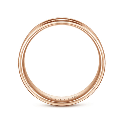 Daniel - 14K Rose Gold 6mm - Carved Men's Wedding Band in Satin Finish