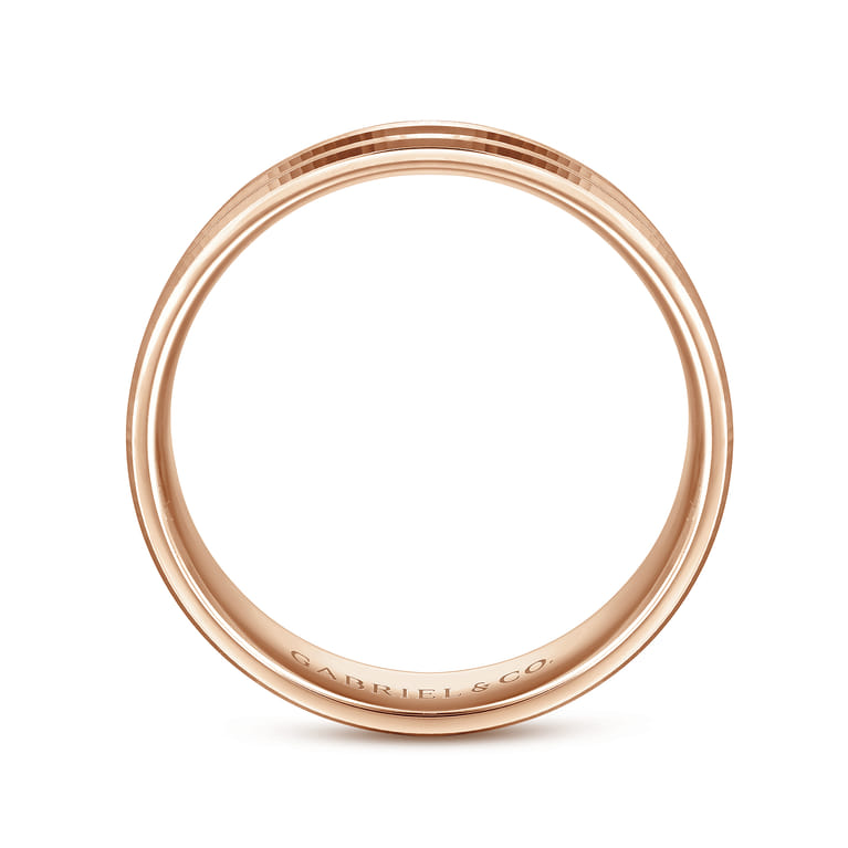 Daniel - 14K Rose Gold 6mm - Carved Men's Wedding Band in Satin Finish - Shot 2