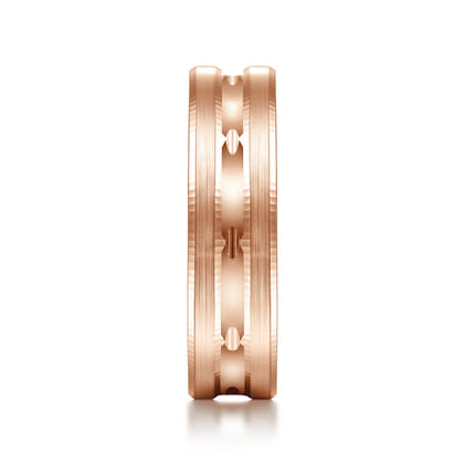 Daniel - 14K Rose Gold 6mm - Carved Men's Wedding Band in Satin Finish