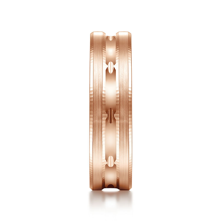 Daniel - 14K Rose Gold 6mm - Carved Men's Wedding Band in Satin Finish