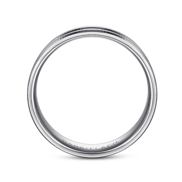 Daniel - 14K White Gold 6mm - Carved Men's Wedding Band in Satin Finish - Shot 2