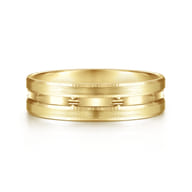 Daniel - 14K Yellow Gold 6mm - Carved Men's Wedding Band in Satin Finish