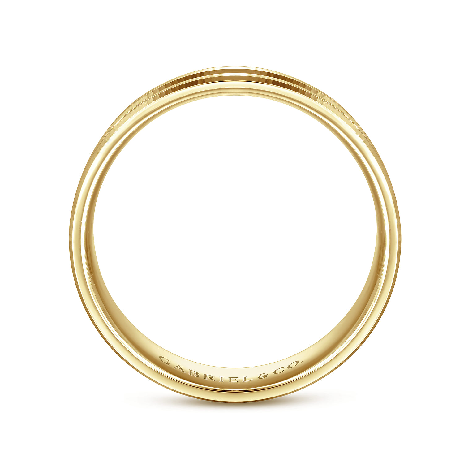 Daniel - 14K Yellow Gold 6mm - Carved Men's Wedding Band in Satin Finish - Shot 2
