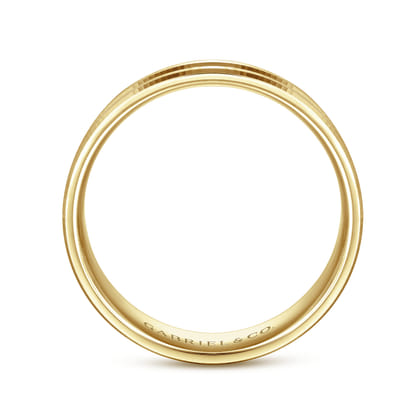 Daniel - 14K Yellow Gold 6mm - Carved Men's Wedding Band in Satin Finish
