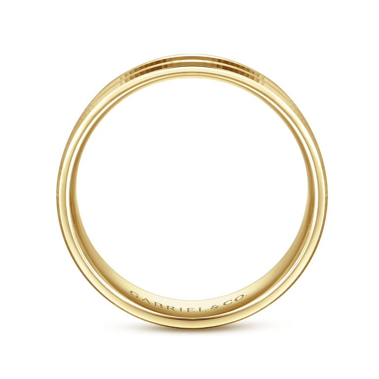 Daniel - 14K Yellow Gold 6mm - Carved Men's Wedding Band in Satin Finish - Shot 2