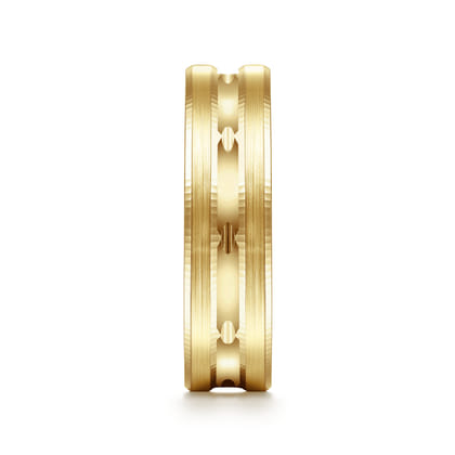 Daniel - 14K Yellow Gold 6mm - Carved Men's Wedding Band in Satin Finish