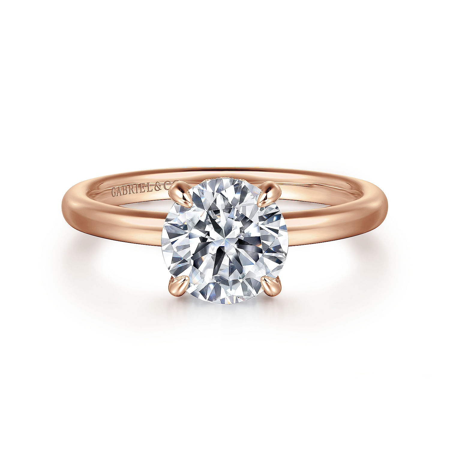 Daniele - 14K Rose Gold Round Diamond Engagement Ring