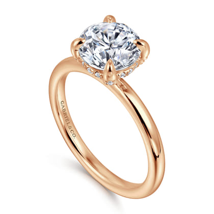 Daniele - 14K Rose Gold Round Diamond Engagement Ring