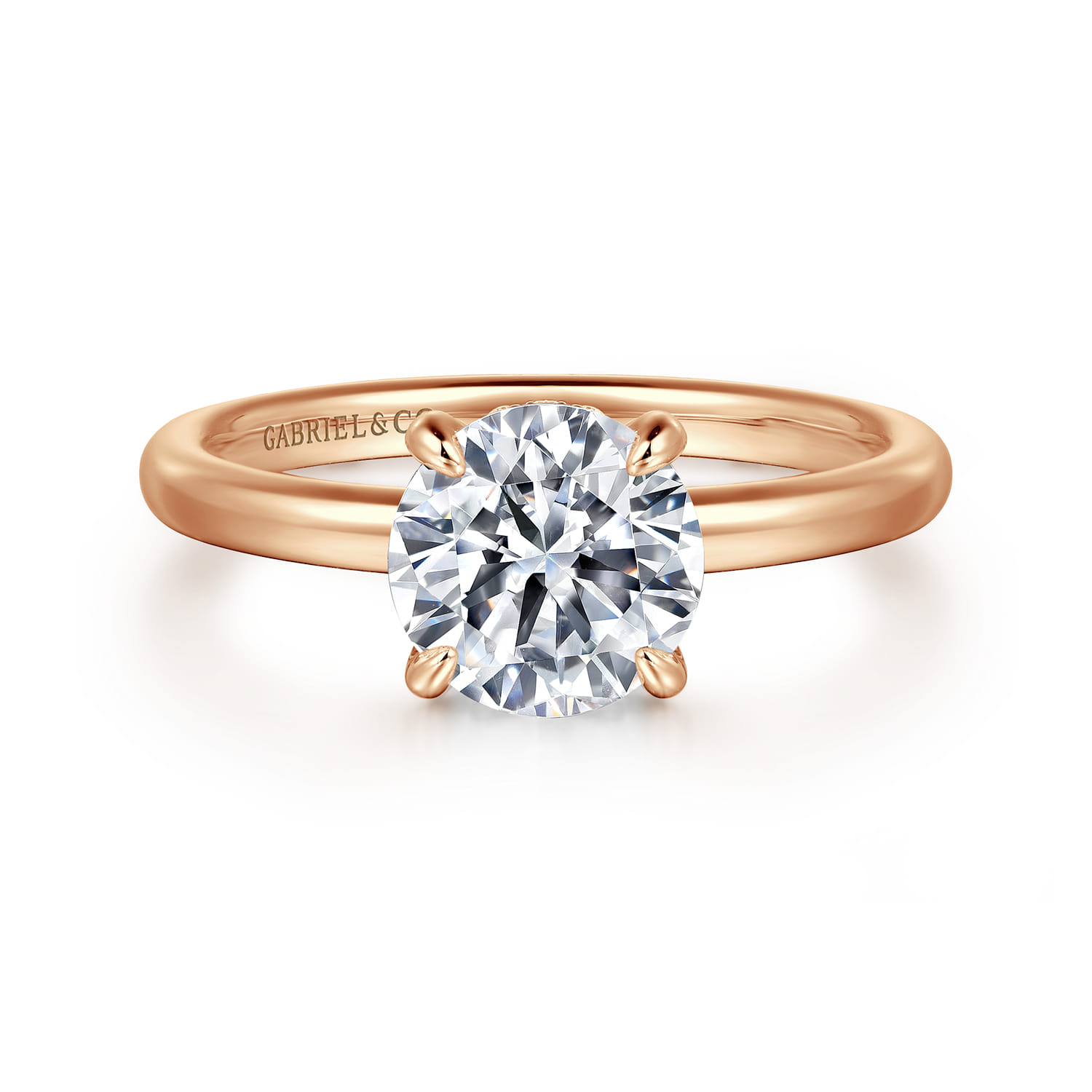 Daniele - 14K Rose Gold Round Solitaire Diamond Engagement Ring