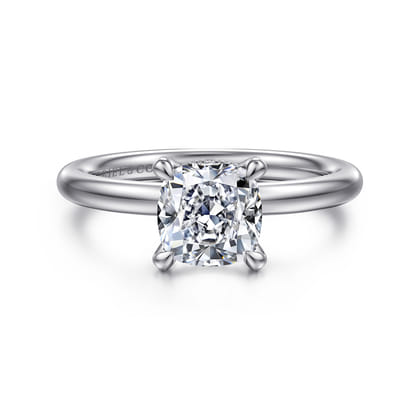 Daniele - 14K White Gold Cushion Cut Solitaire Diamond Engagement Ring